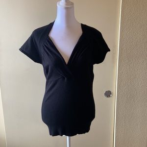 INC Black Short (Cappish) Sleeve Sweater - Size L